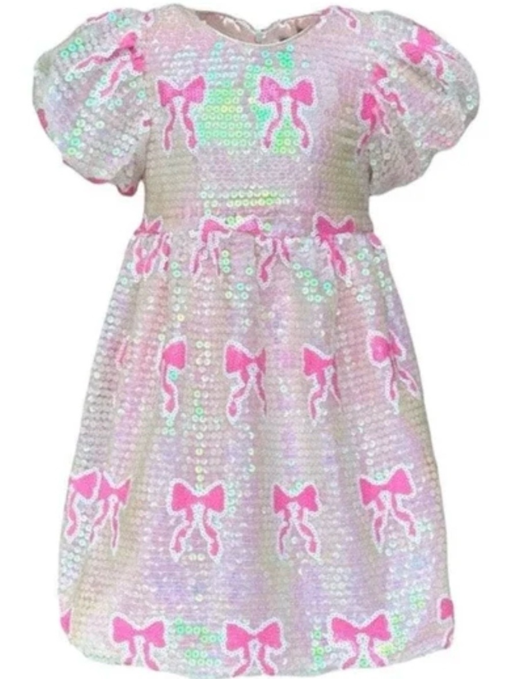 Girls Pink Sequin Bow Party Dress